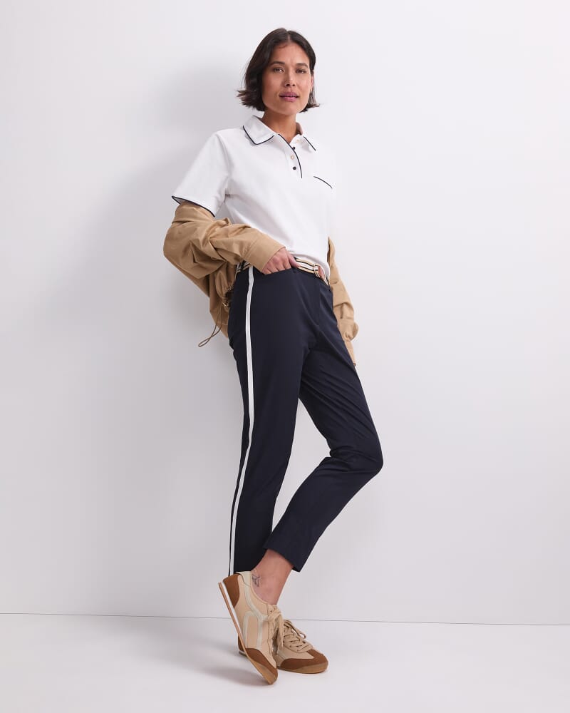 Evie Side Stripe Pant in NAVY/WHITE