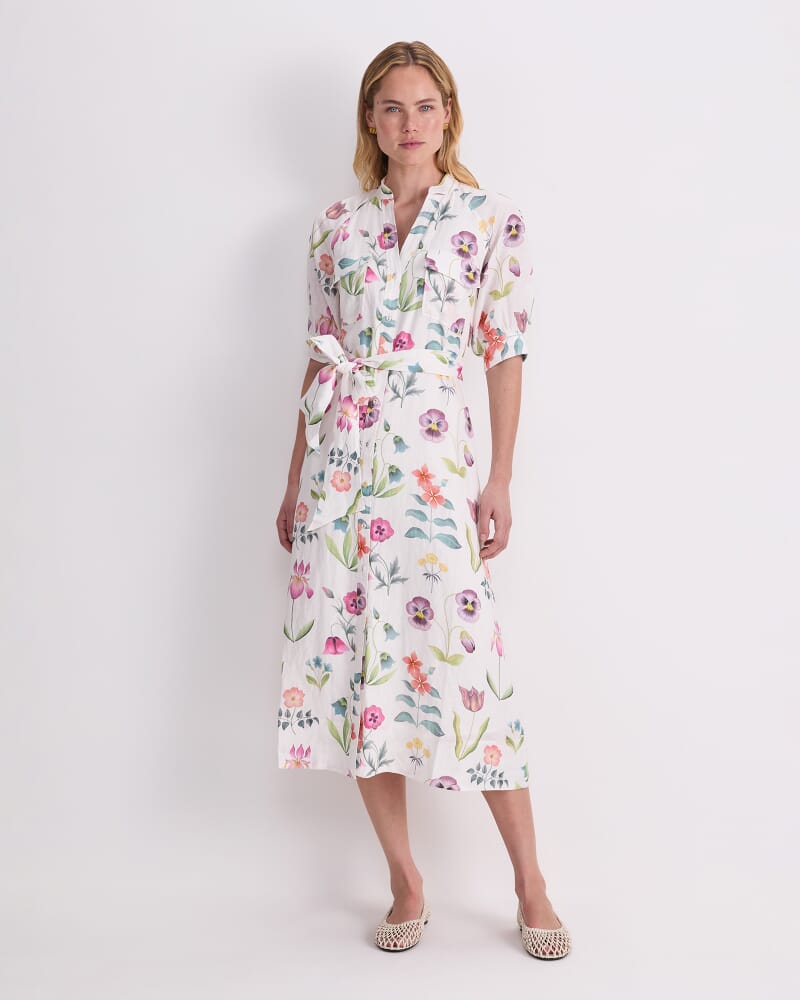Floral Majesty Liberty Midi Dress in WHITE/MULTI