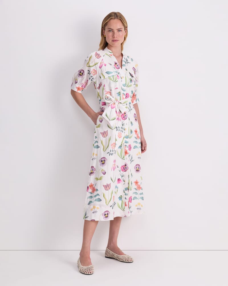 Floral Majesty Liberty Midi Dress in WHITE/MULTI
