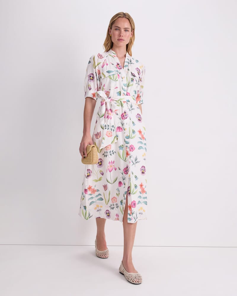 Floral Majesty Liberty Midi Dress in WHITE/MULTI