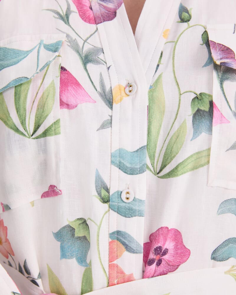 Floral Majesty Liberty Midi Dress in WHITE/MULTI