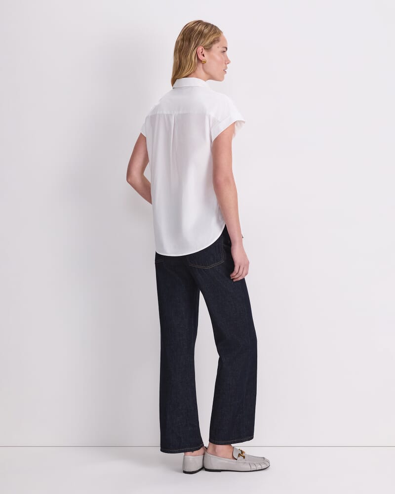 Zelda Lace Trim Shirt in WHITE