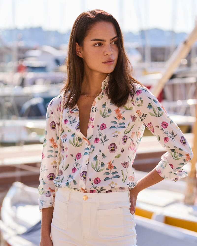Floral Majesty Liberty Shirt in WHITE/MULTI