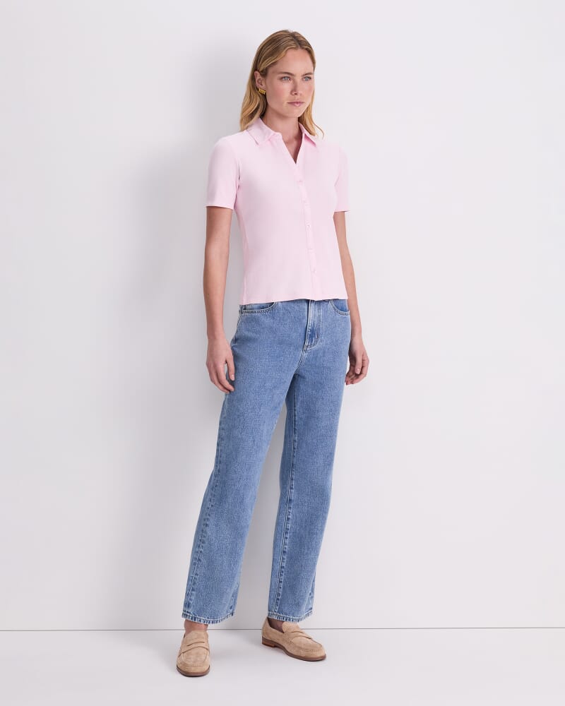 Catherine Short Sleeve Shirt in LIGHT PINK