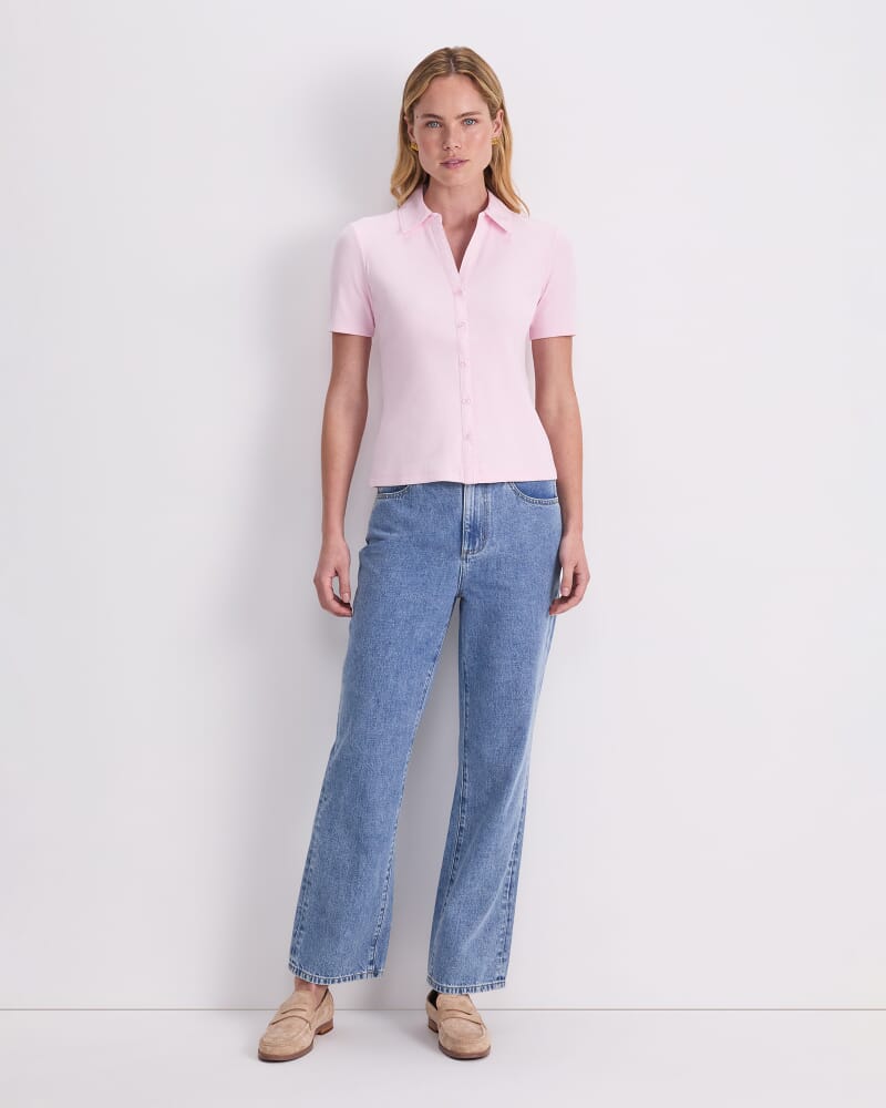 Catherine Short Sleeve Shirt in LIGHT PINK