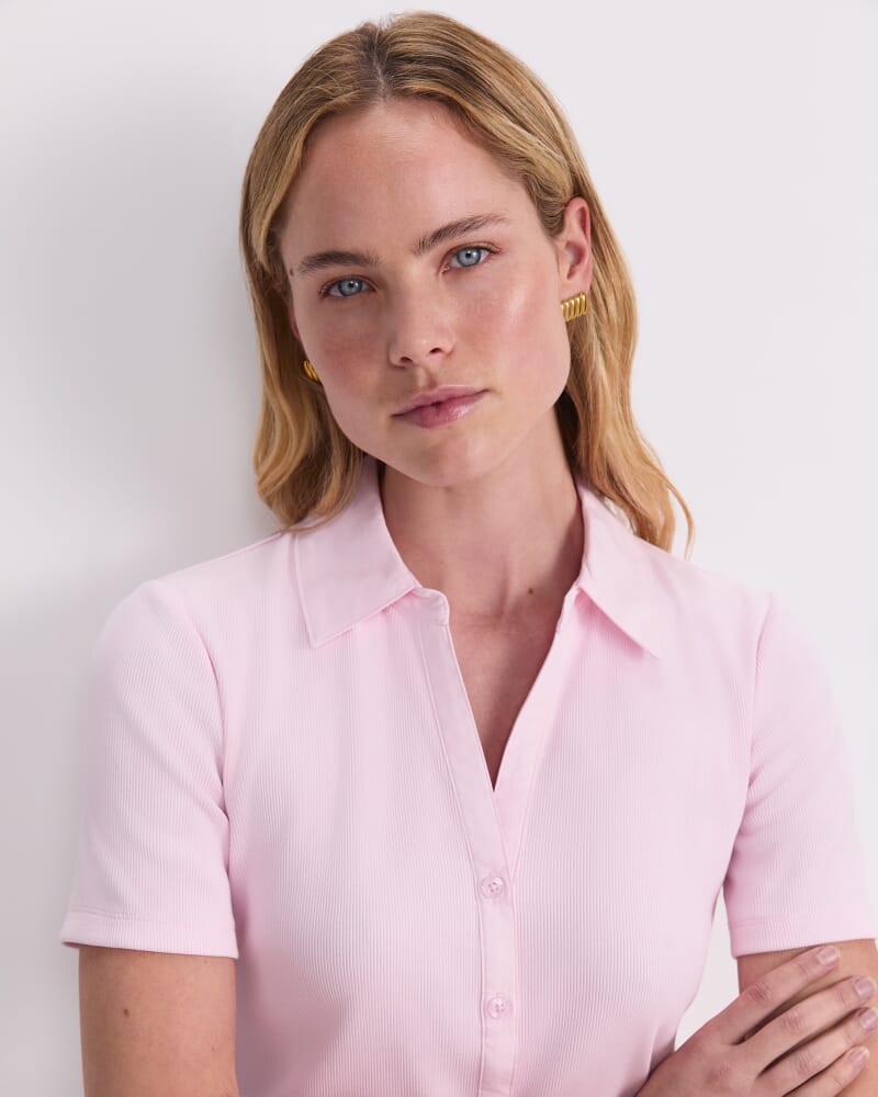 Catherine Short Sleeve Shirt in LIGHT PINK