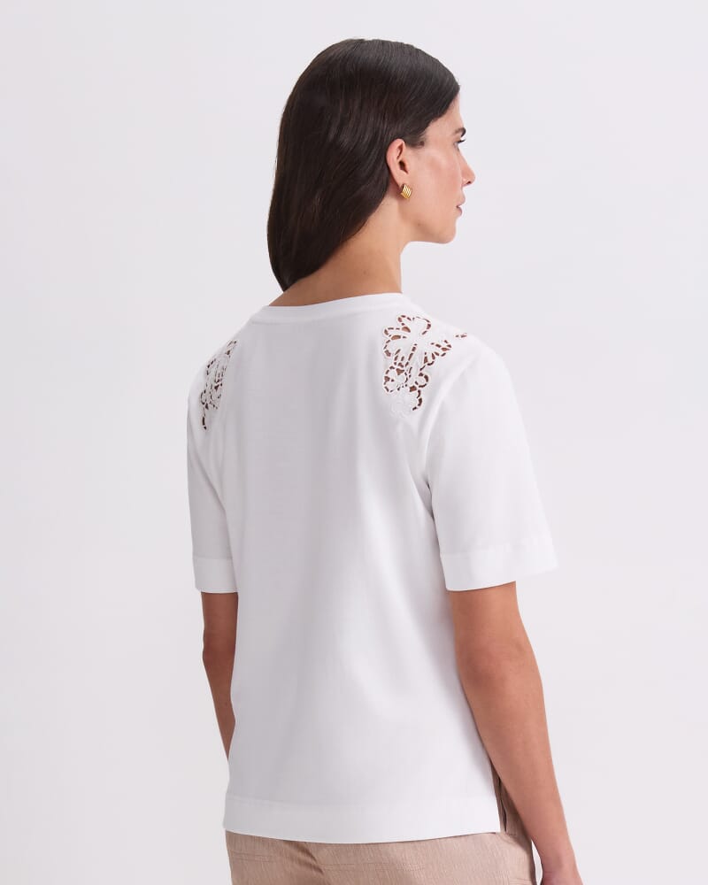 Paloma Cotton Broderie Tee in WHITE