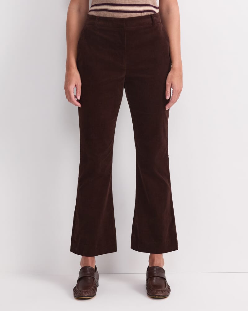 Thea Kick Flare Velvet Pant in CHOCOLATE