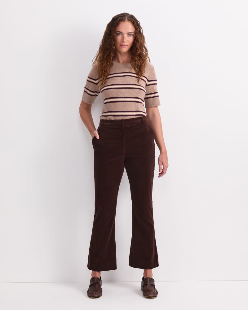 Thea Kick Flare Velvet Pant in CHOCOLATE