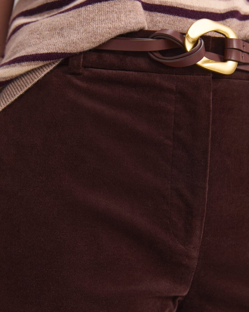 Thea Kick Flare Velvet Pant in CHOCOLATE