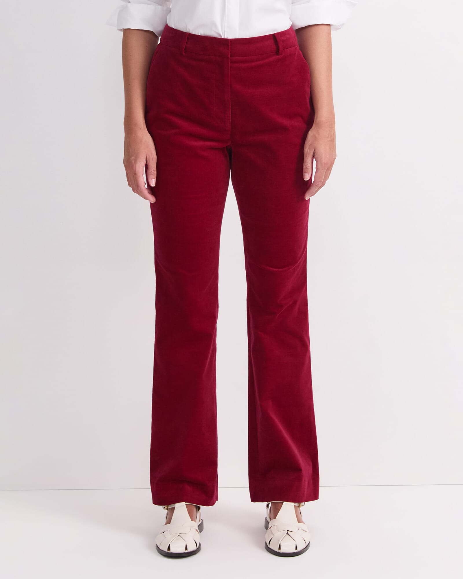 Thea Kick Flare Velvet Pant in Wine | Sportscraft