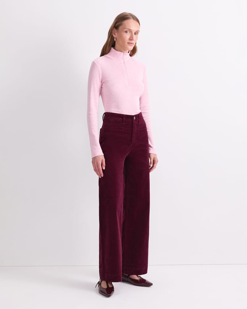 Thea Kick Flare Velvet Pant in WINE
