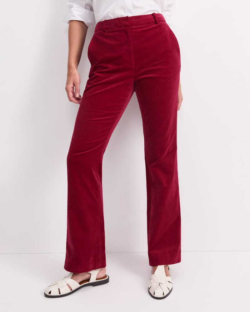 Thea Kick Flare Velvet Pant in WINE