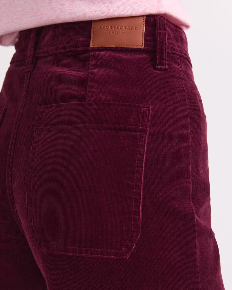 Thea Kick Flare Velvet Pant in WINE