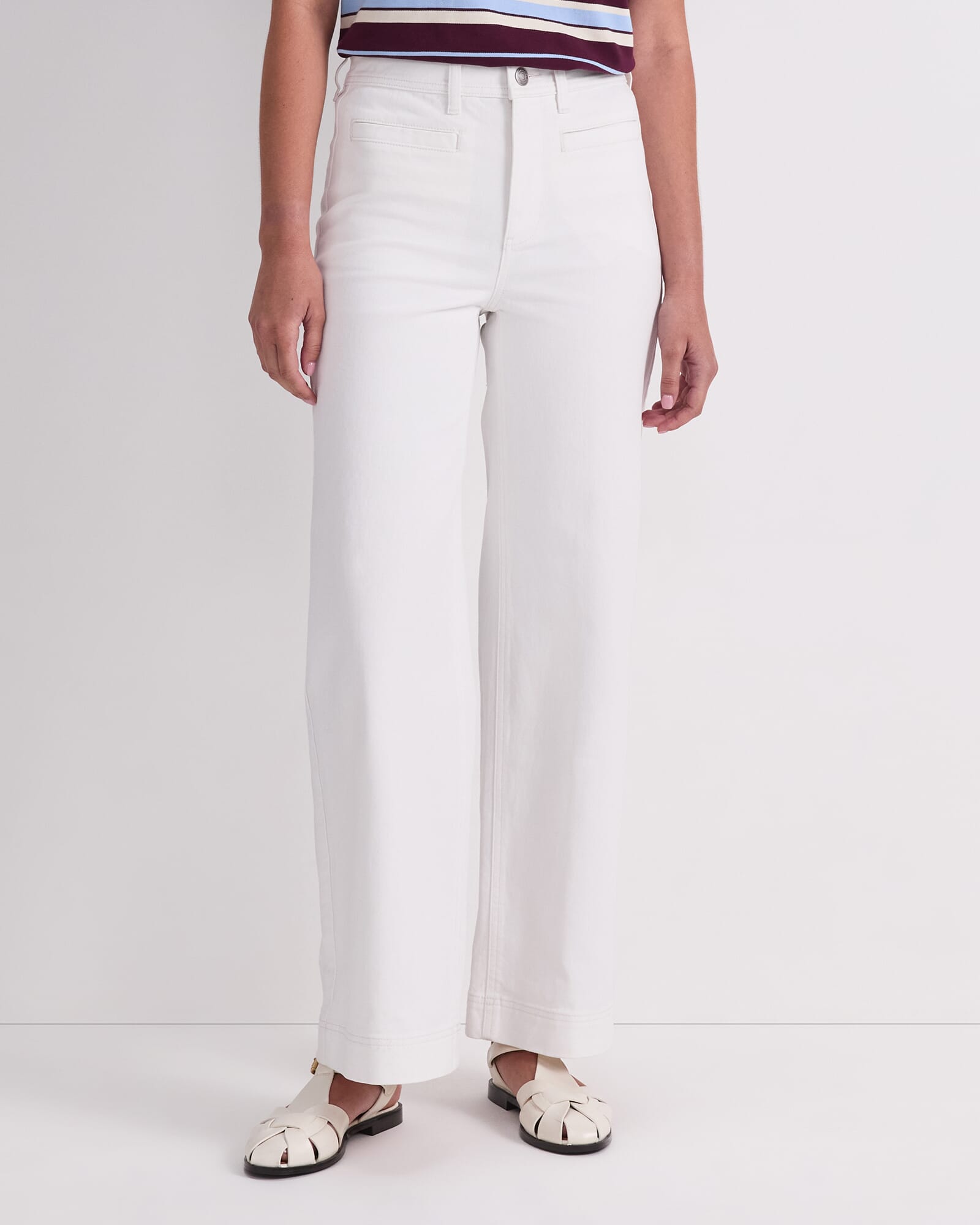 Tessa Wide Leg Jean in White | Sportscraft