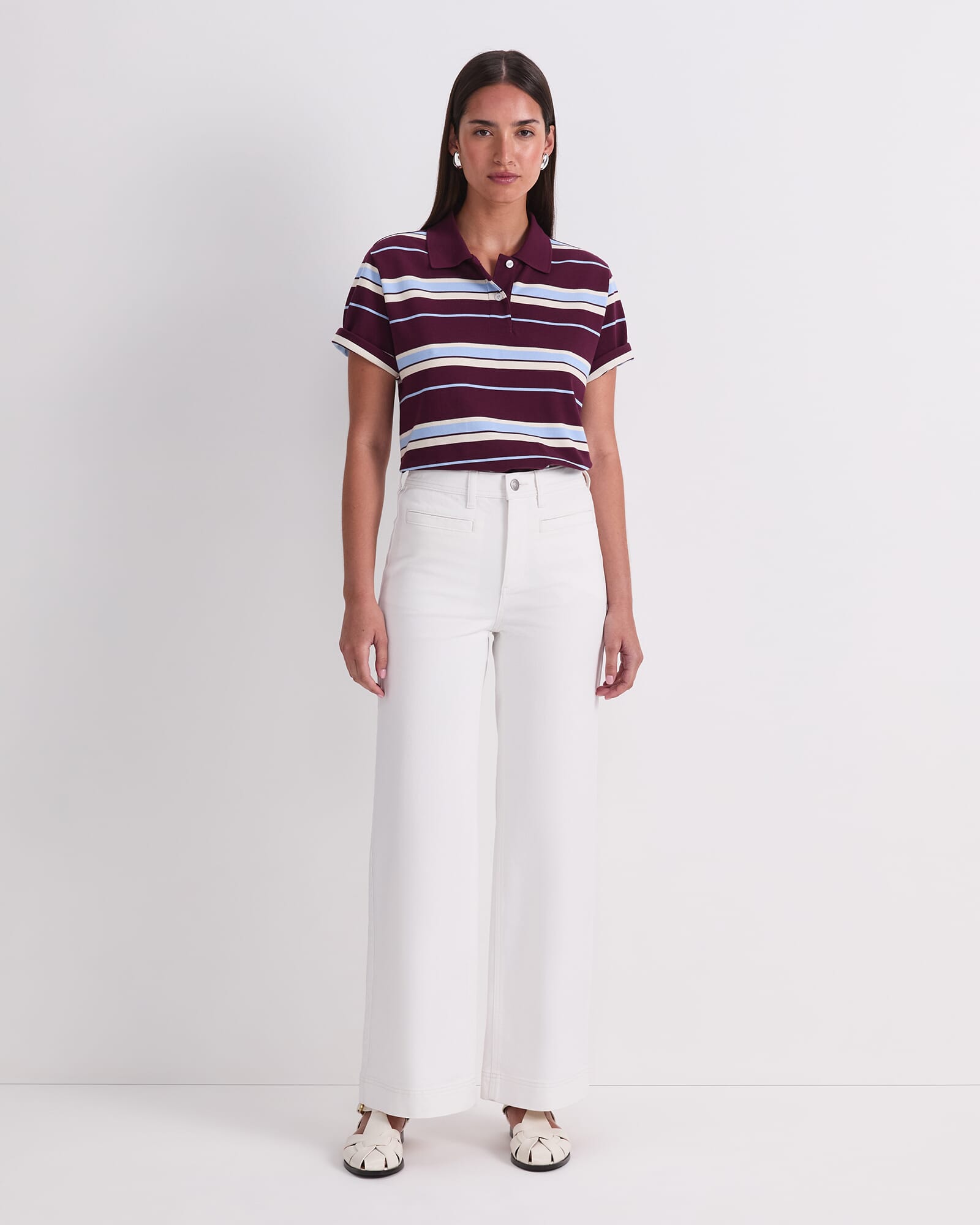 Tessa Wide Leg Jean in White | Sportscraft