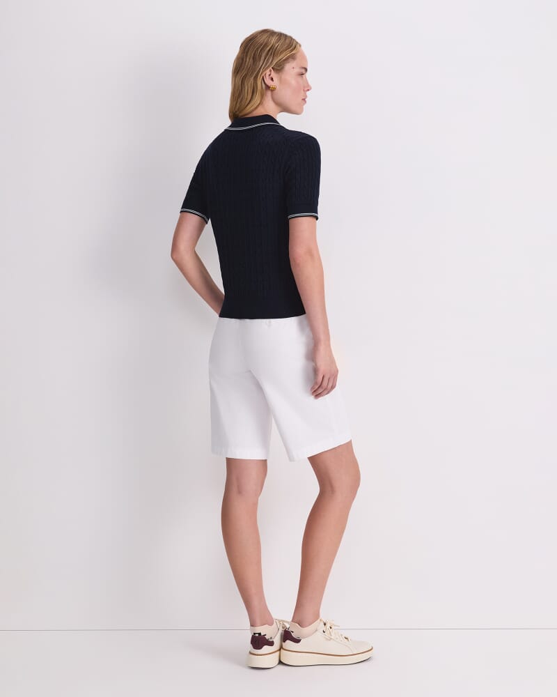 Chiffon Cotton Cable Polo in NAVY