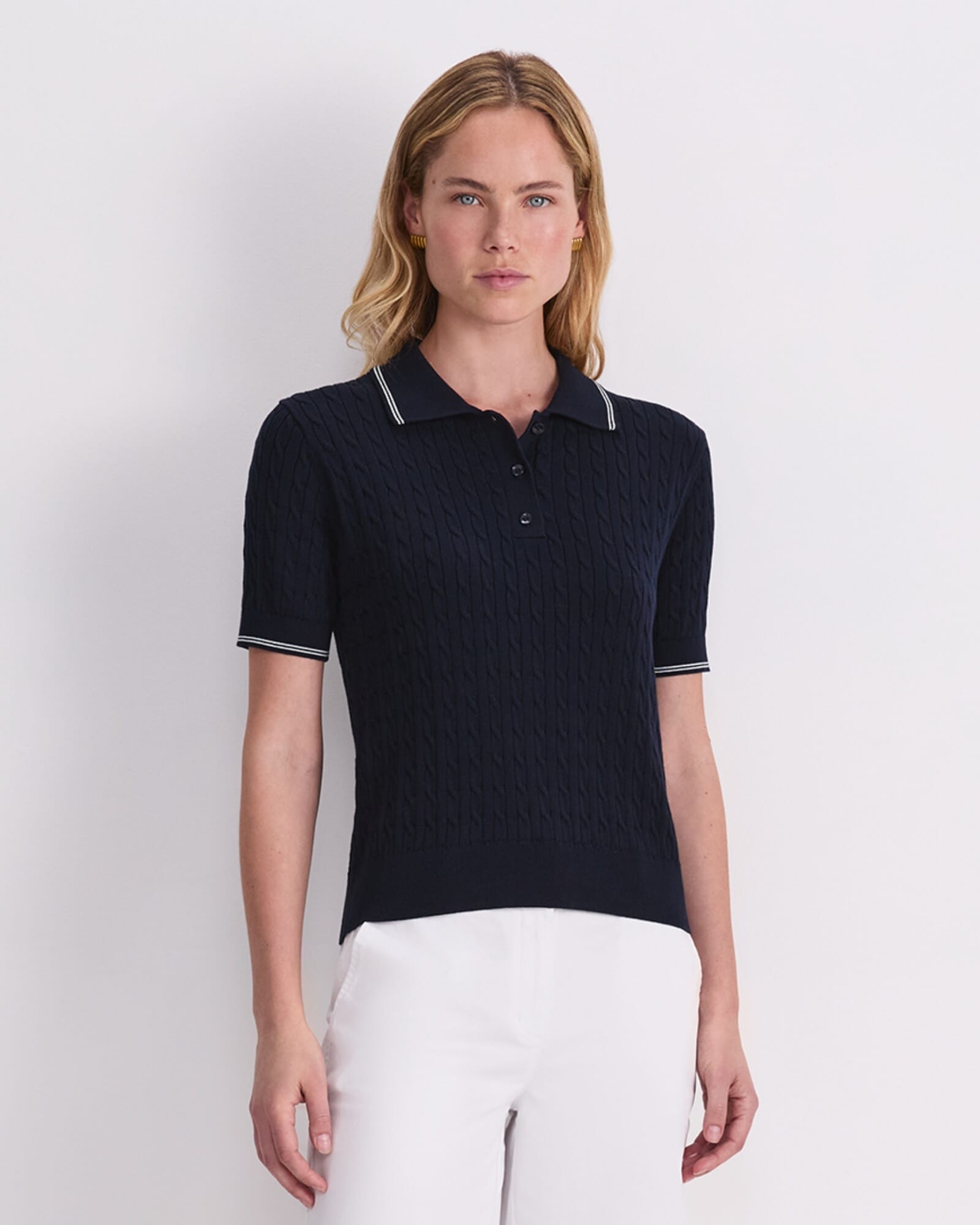 Chiffon Cotton Cable Polo