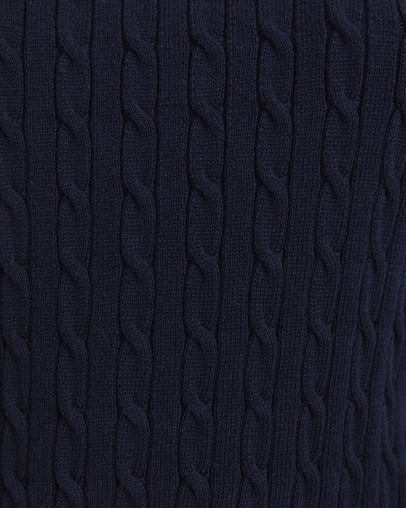 Chiffon Cotton Cable Polo in NAVY