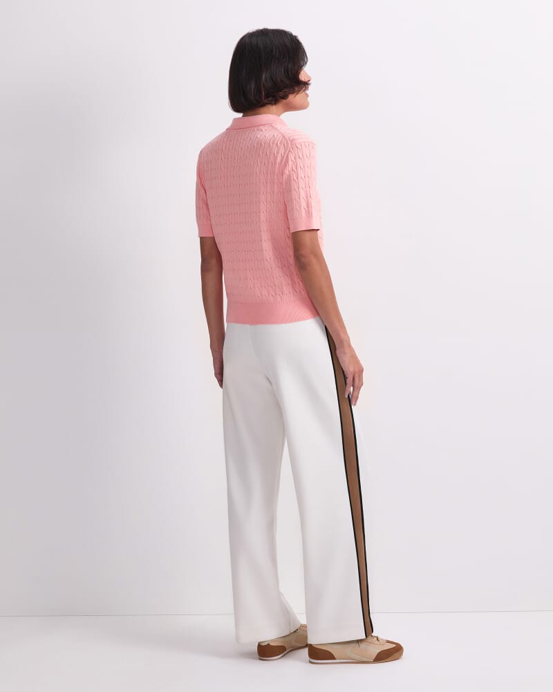 Chiffon Cotton Cable Polo in PEACH