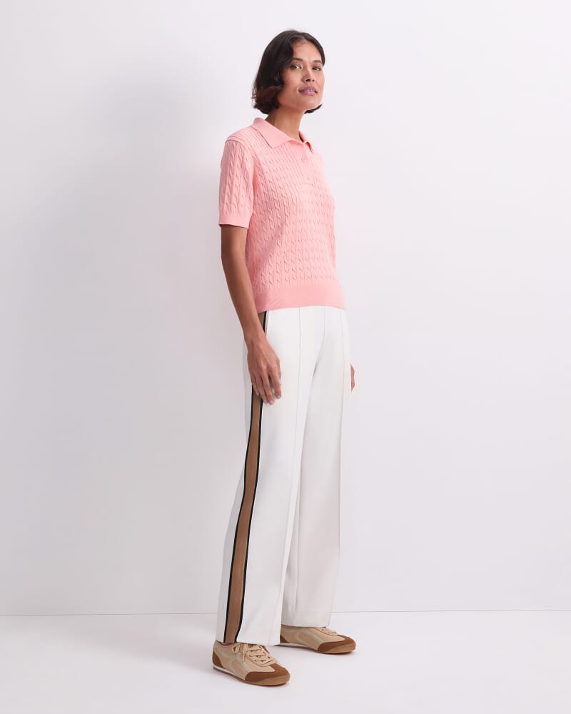 Chiffon Cotton Cable Polo in PEACH