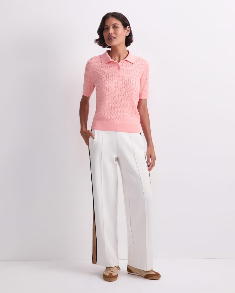 Chiffon Cotton Cable Polo in PEACH