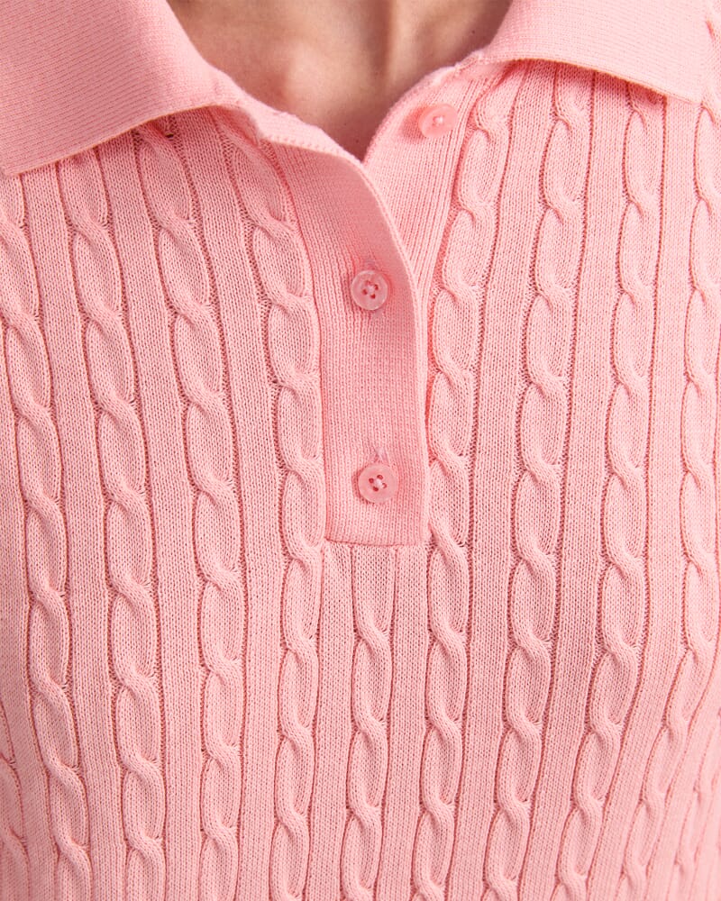 Chiffon Cotton Cable Polo in PEACH