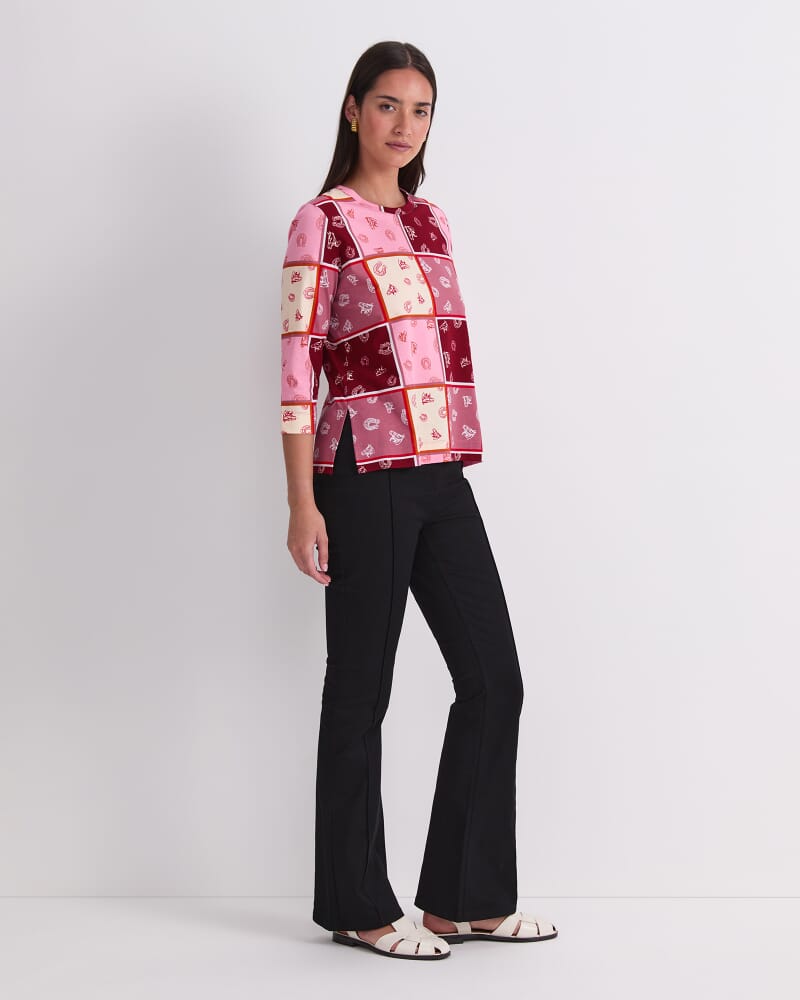 Horse Print Mercerized Tee in PINK MULTI