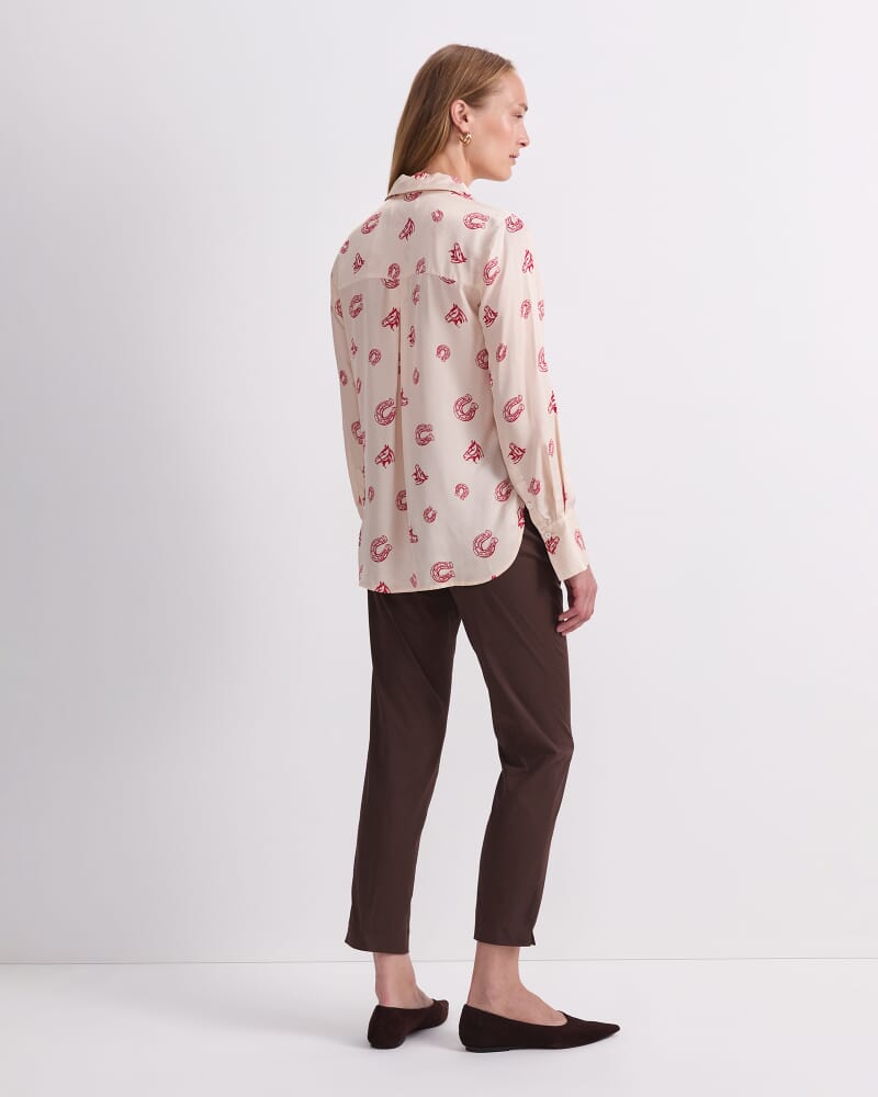 Horse Print Shirt in IVORY/RED