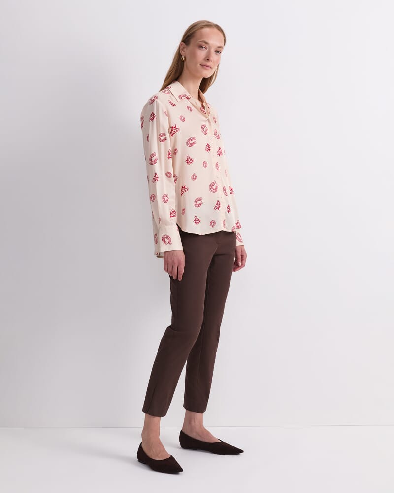 Horse Print Shirt in IVORY/RED