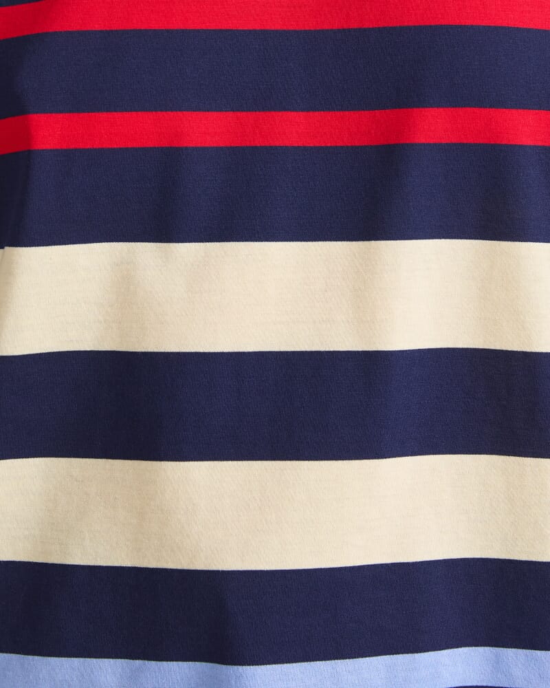 Multi Stripe Half Sleeve Mercerised Tee in NAVY MULTI
