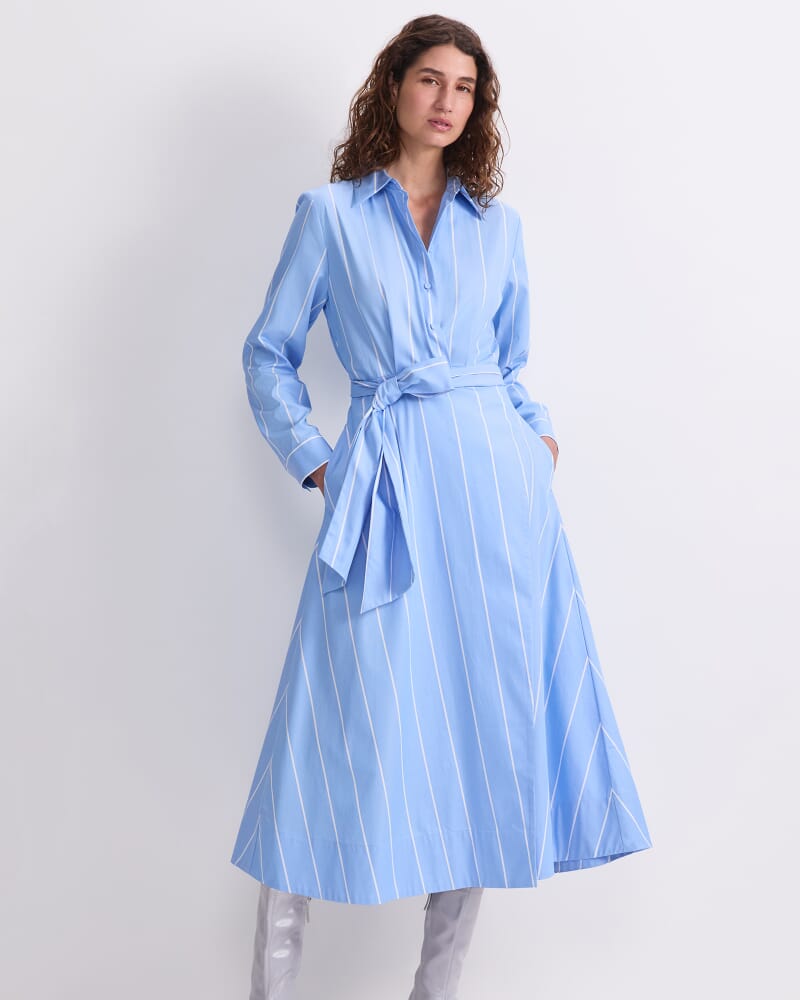 Etta Stripe Sarong Dress in BLUE/WHITE