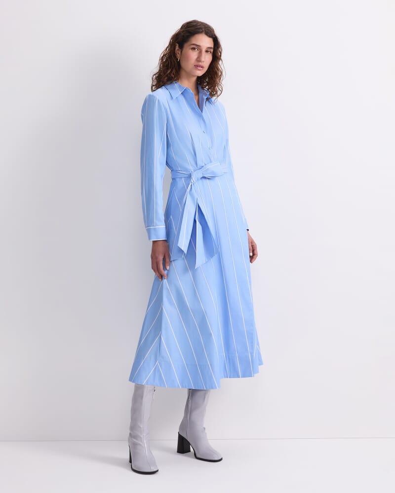 Etta Stripe Sarong Dress in BLUE/WHITE