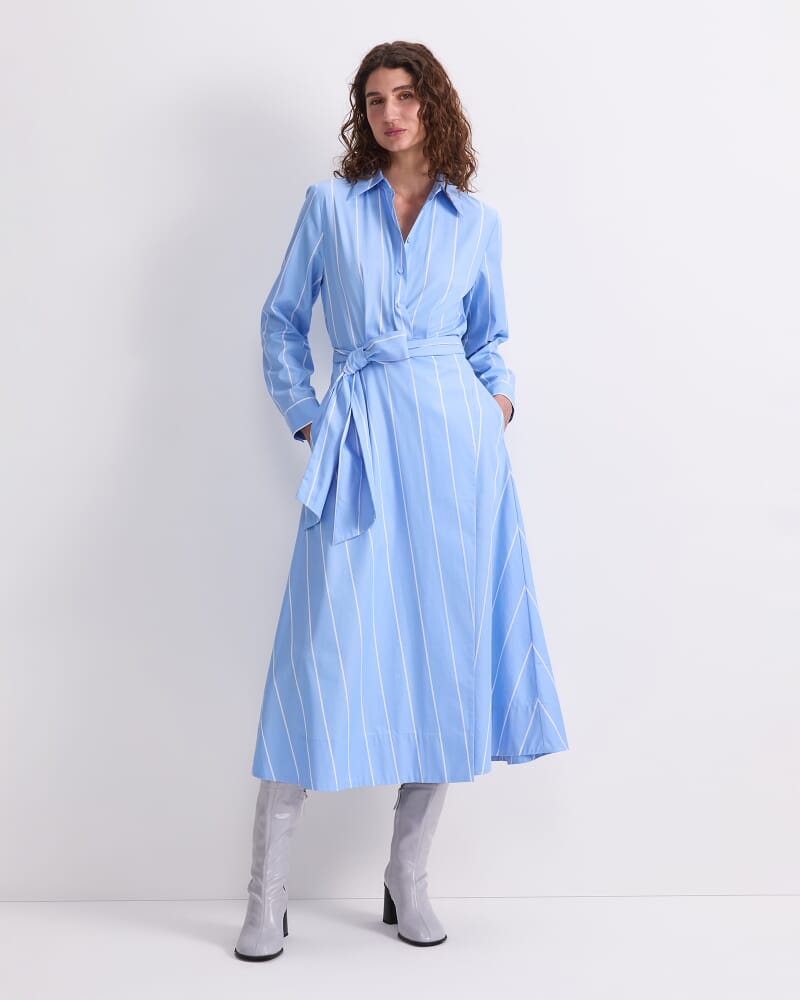Etta Stripe Sarong Dress in BLUE/WHITE