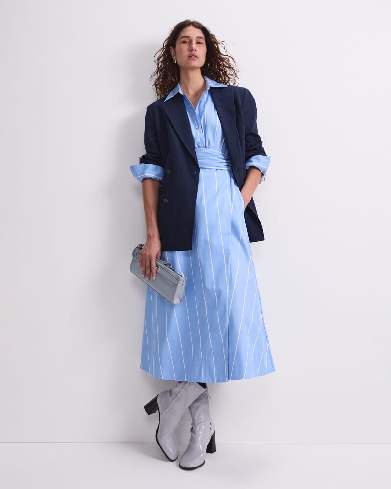 Etta Stripe Sarong Dress in BLUE/WHITE
