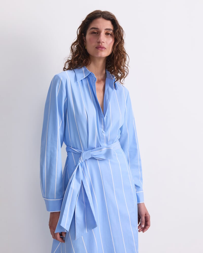 Etta Stripe Sarong Dress in BLUE/WHITE
