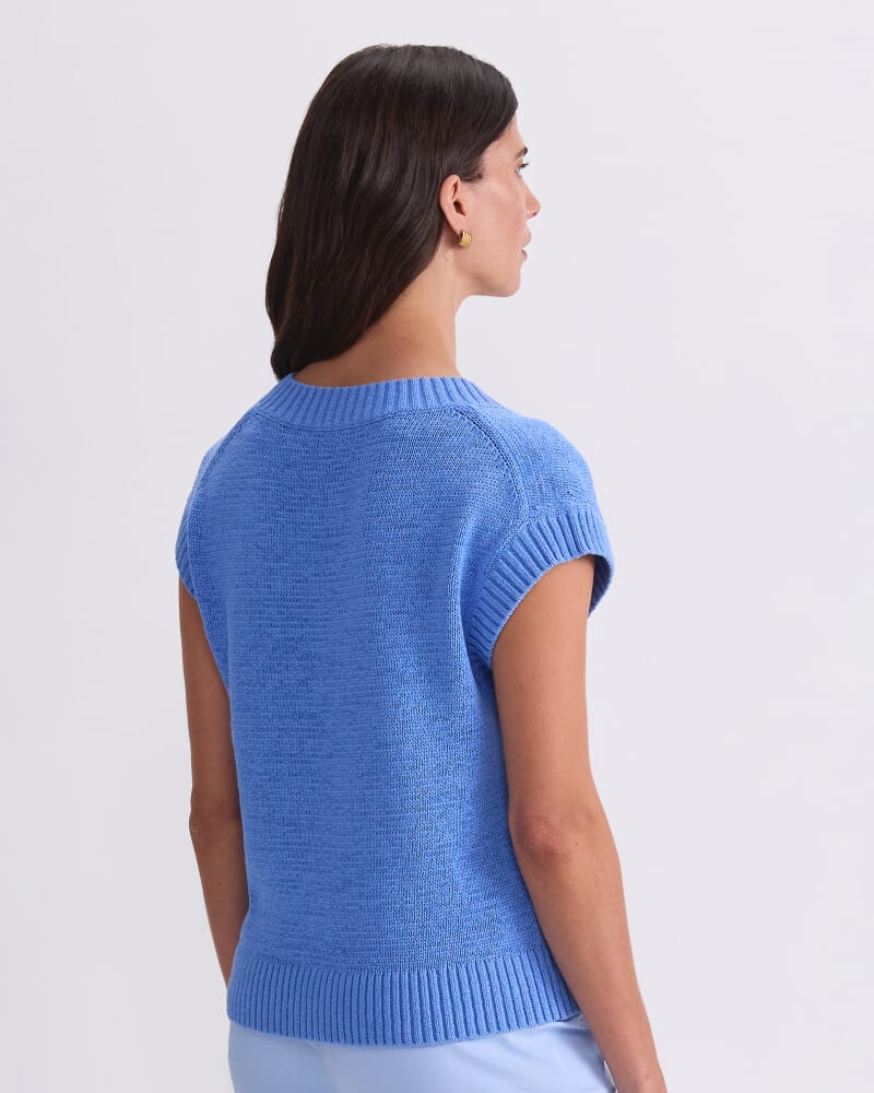 Josie Tape Yarn V-Neck Tank in MARINE BLUE