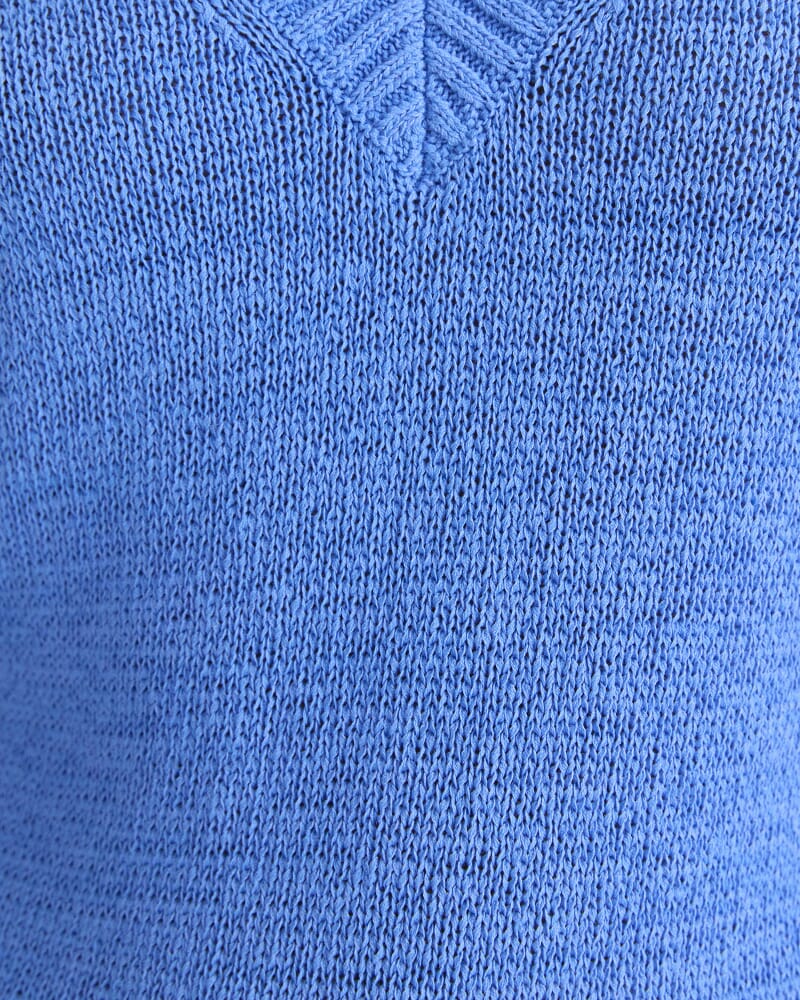 Josie Tape Yarn V-Neck Tank in MARINE BLUE