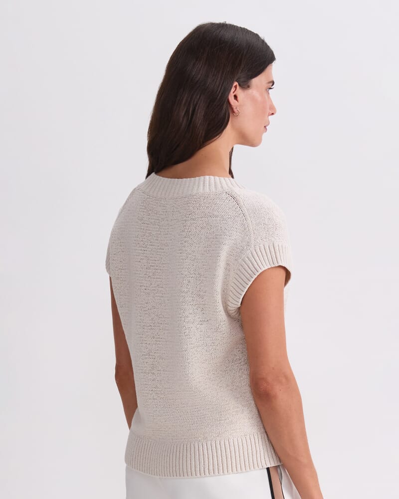 Josie Tape Yarn V-Neck Tank in STRING