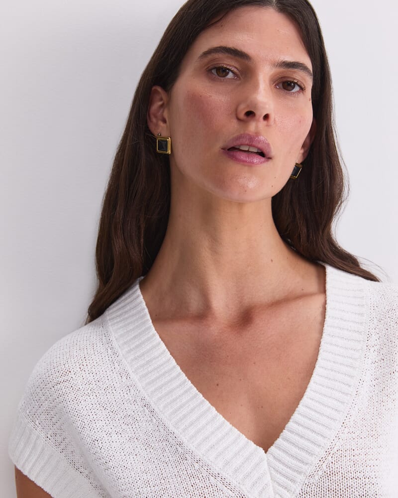 Josie Tape Yarn V-Neck Tank in WHITE