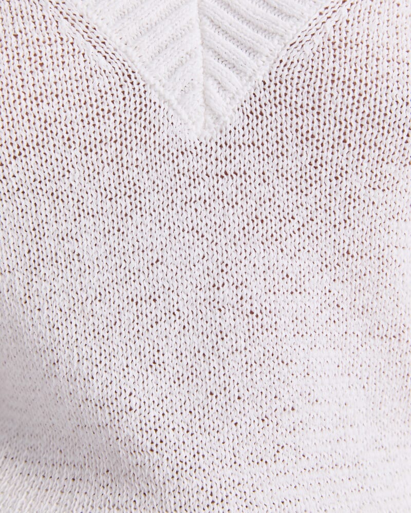 Josie Tape Yarn V-Neck Tank in WHITE