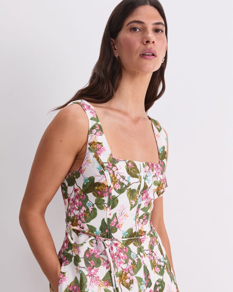 Osterley Liberty Midi Dress in WHITE MULTI
