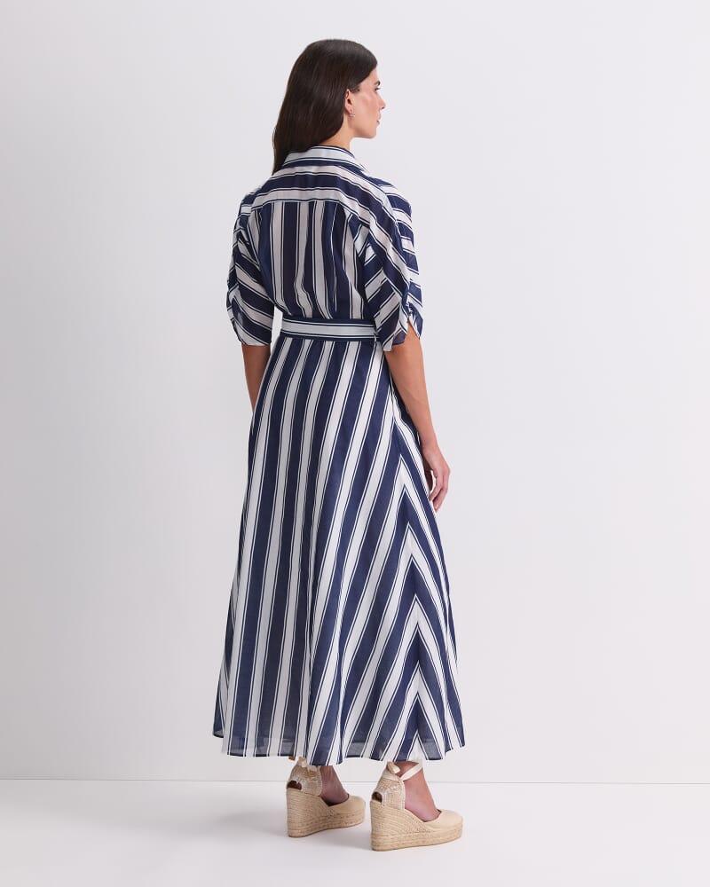 Dinah Cotton Stripe Dress in NAVY/WHITE