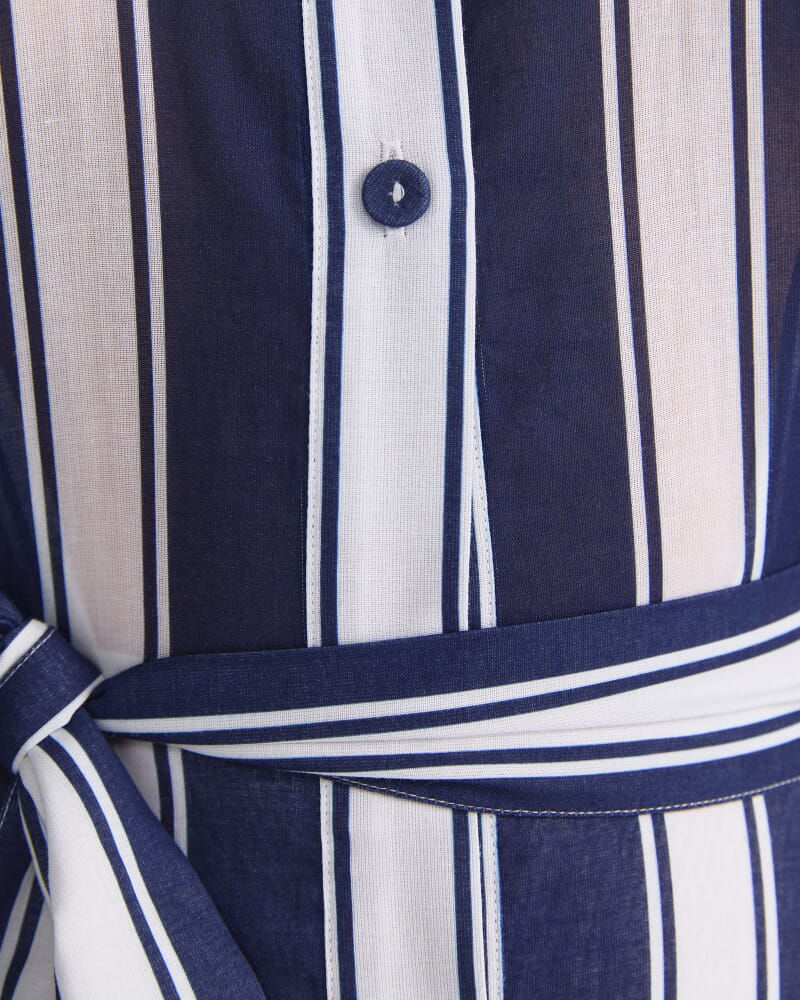 Dinah Cotton Stripe Dress in NAVY/WHITE
