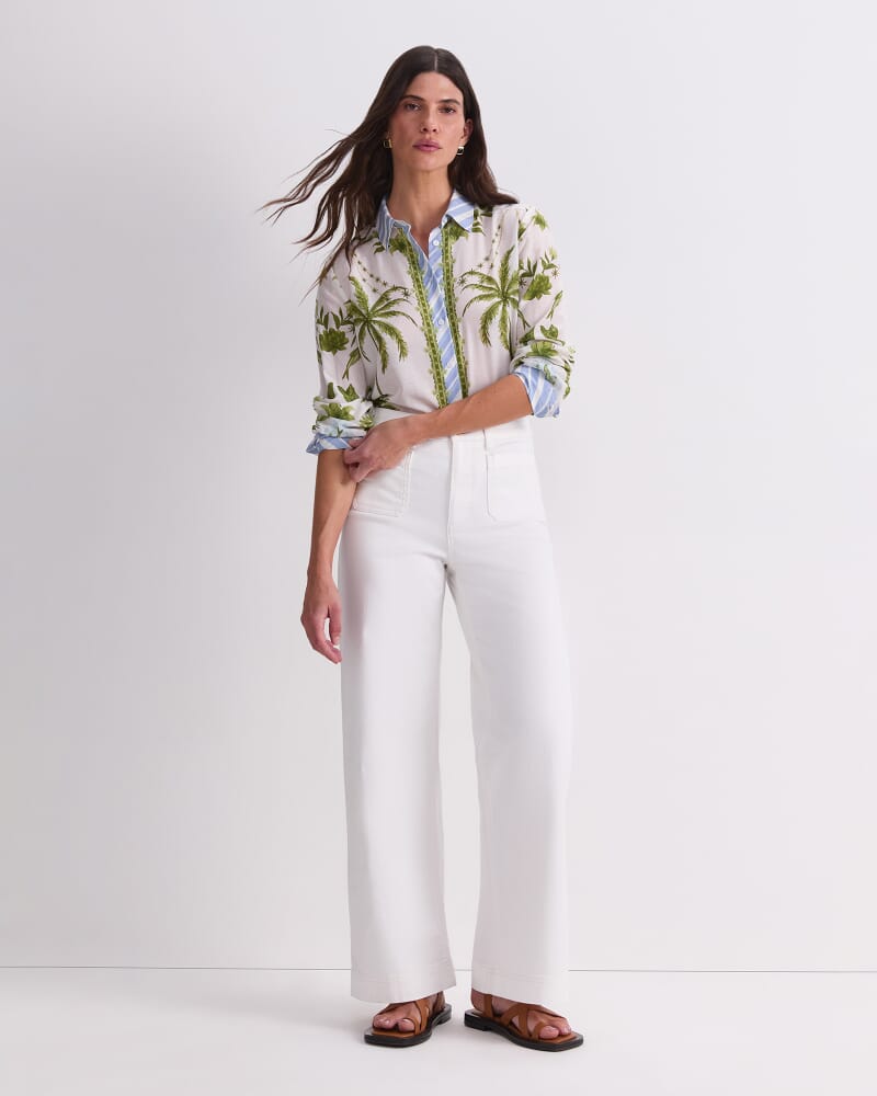 Hampton Cotton Silk Shirt in GREEN MULTI