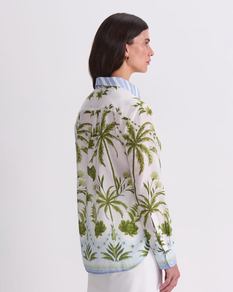 Hampton Cotton Silk Shirt in GREEN MULTI