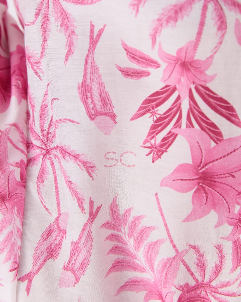 Cotton Silk Palm Shirt in PINK/WHITE