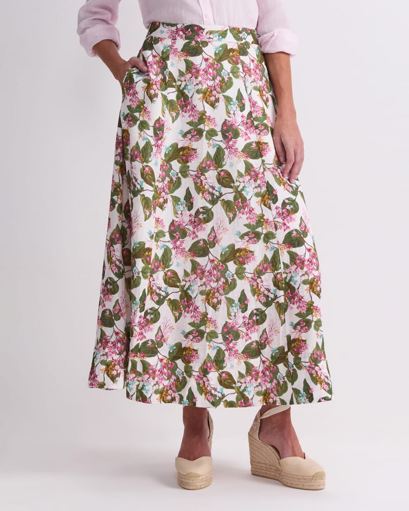 Osterley Linen Liberty Skirt in WHITE MULTI