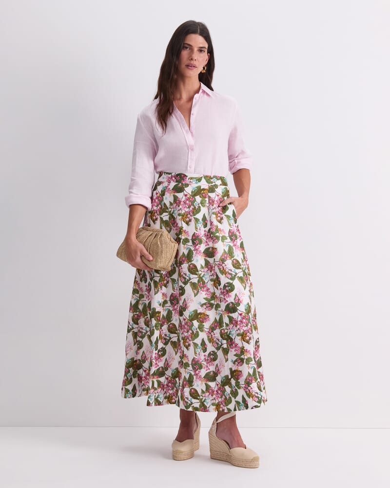 Osterley Linen Liberty Skirt in WHITE MULTI
