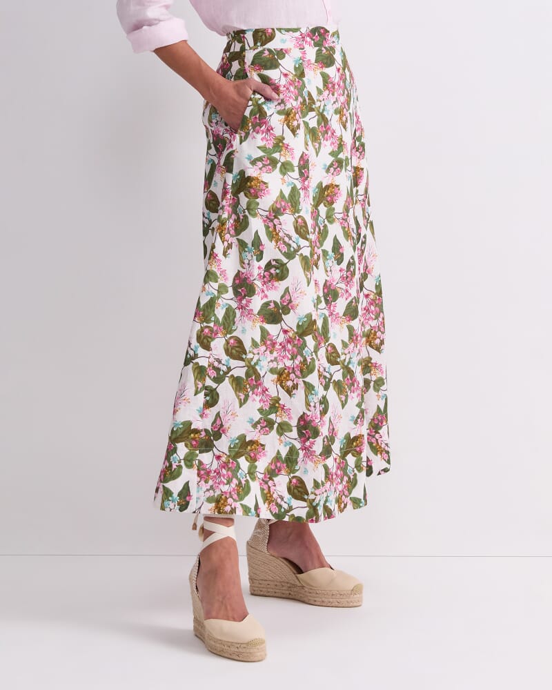 Osterley Linen Liberty Skirt in WHITE MULTI